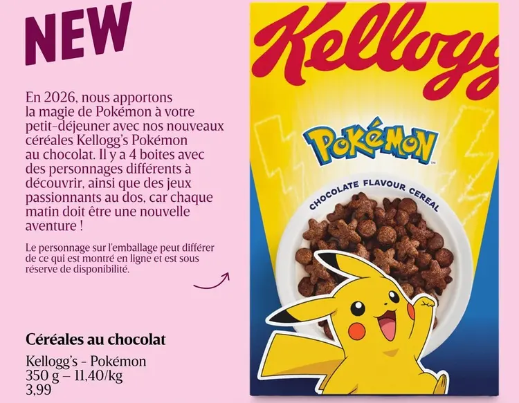 Offre: Céréales au chocolat Kellogg's - Pokémon