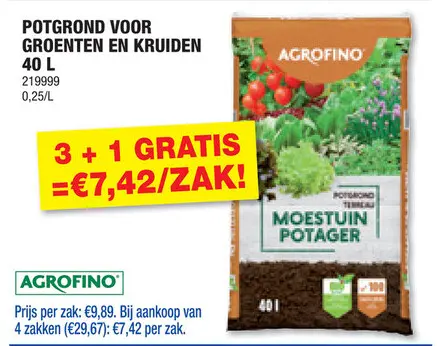 Promotie: Agrofino potgrond voor moestuin 40l