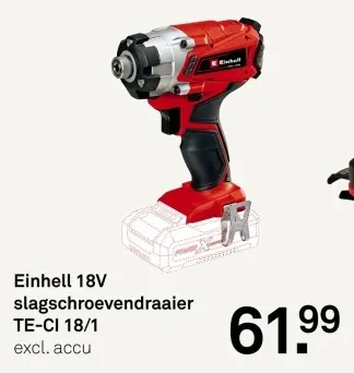 Aanbieding: 18V slagschroevendraaier TE-CI 18/1