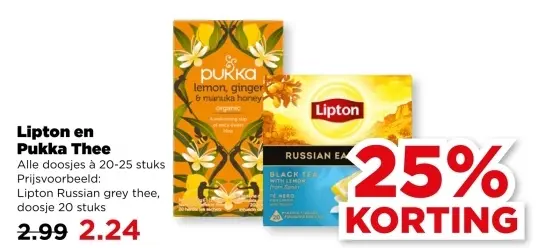 Aanbieding: Lipton en Pukka Thee
