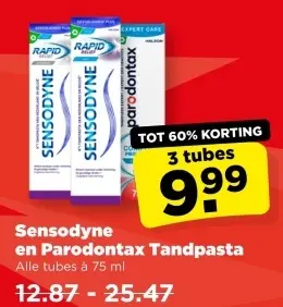 Aanbieding: Sensodyne en Parodontax Tandpasta