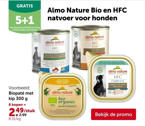 Promotie: Almo Nature Bio en HFC natvoer voor honden
