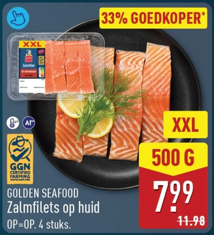 Aanbieding: Golden Seafood Zalmfilets op huid