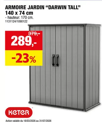 Offre: Keter Darwin armoire de rangement gris