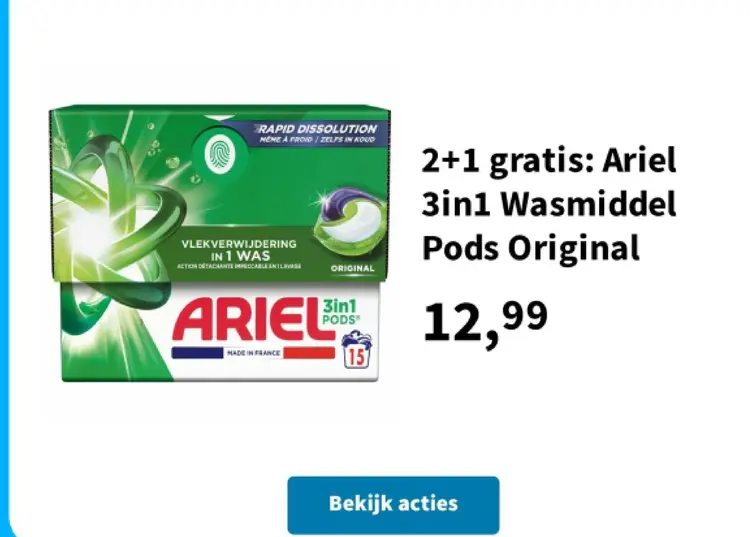 Promotie: Ariel 3in1 Wasmiddel Pods Original