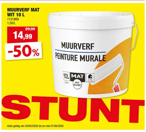 Promotie: Muurverf mat 10l wit