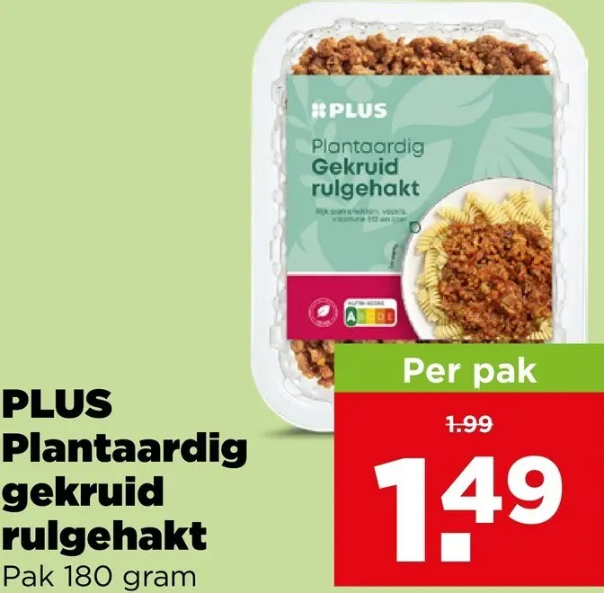 Aanbieding: PLUS Plantaardig gekruid rulgehakt