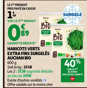 Promotie: Haricots verts extra fins surgelés