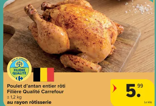 Offre: Poulet d'antan entier rôti