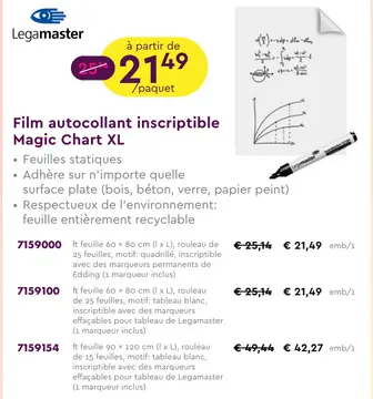 Offre: Film autocollant inscriptible Magic Chart XL