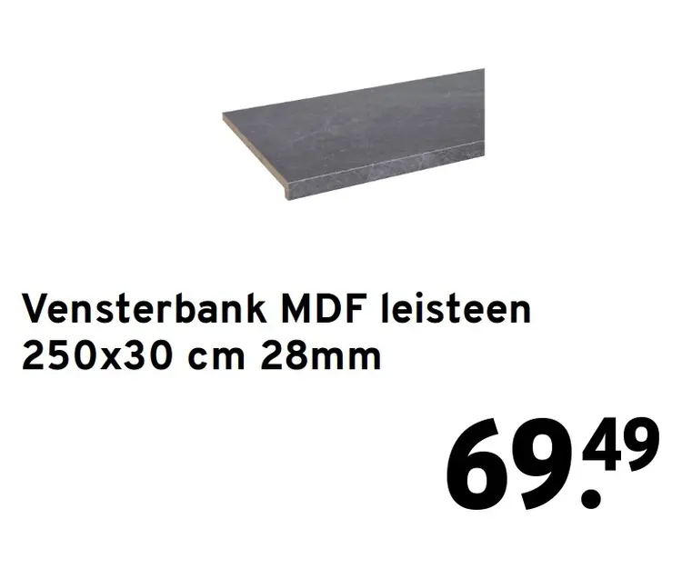 Aanbieding: Vensterbank MDF leisteen 250x30 cm 28 mm