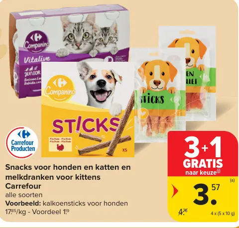 Promotie: Snacks voor honden en katten en melkdranken voor kittens