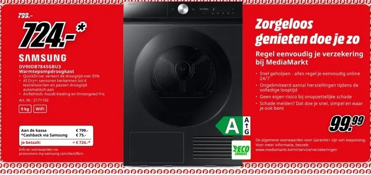 Promotie: SAMSUNG Warmtepompdroogkast