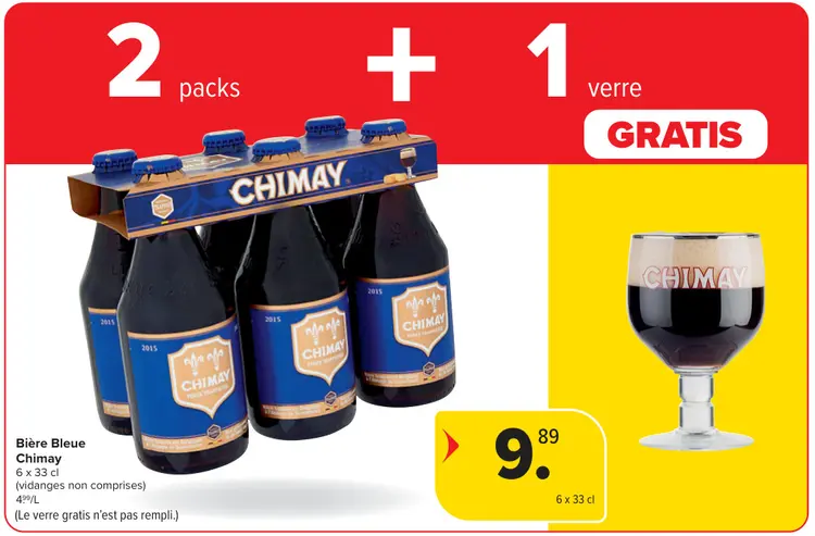 Offre: 2 packs Bière Bleue + 1 verre GRATIS