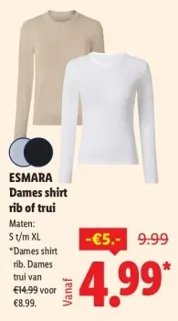 Aanbieding: Dames shirt rib of trui