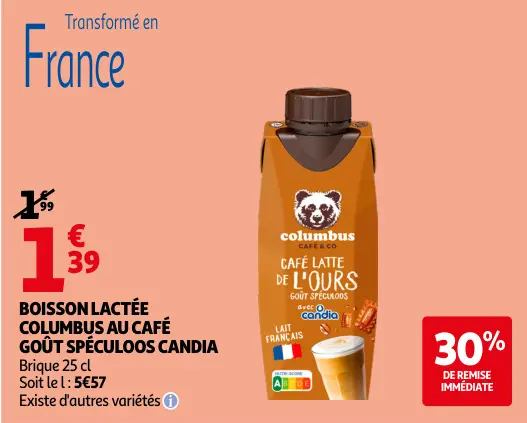 Promotie: Boisson lactée Columbus au café goût spéculoos