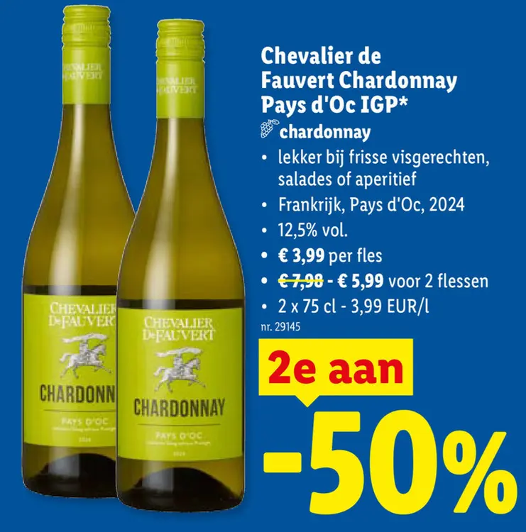 Promotie: Chevalier de Fauvert Chardonnay Pays d'Oc IGP