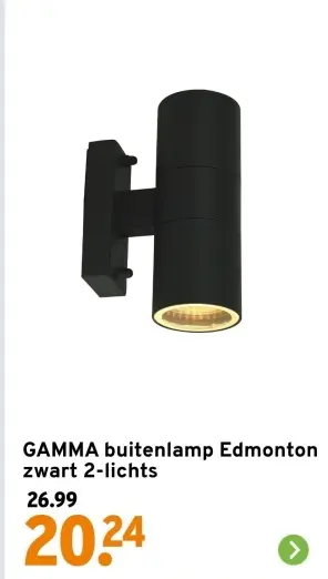 Aanbieding: buitenlamp Edmonton zwart 2-lichts