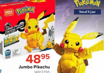 Aanbieding: Mega Pokémon Jumbo Pikachu - 825 Blokken - Vanaf 8 Jaar