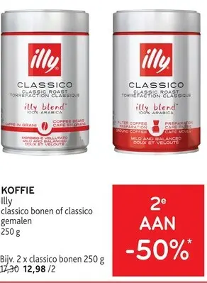 Promotie: Illy classico bonen of gemalen koffie