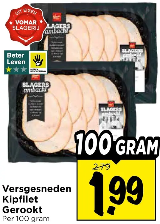 Aanbieding: Versgesneden Kipfilet Gerookt