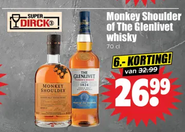 Aanbieding: Monkey Shoulder of The Glenlivet whisky