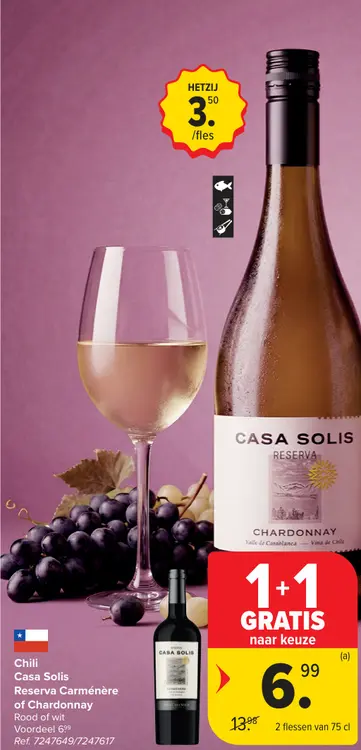 Promotie: Casa Solis Reserva Carménère of Chardonnay