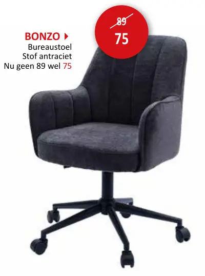 Aanbieding: Bonzo Bureaustoel Stof antraciet