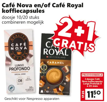 Aanbieding: Café Nova en/of Café Royal koffiecapsules