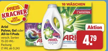Aanbieding: Ariel Pulver, Gel oder All-in-1 Pods