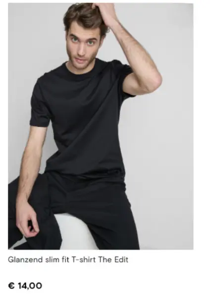 Promotie: Glanzend slim fit T-shirt The Edit