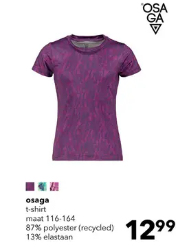 Aanbieding: Osaga Dry meisjes sport T-shirt met print paars