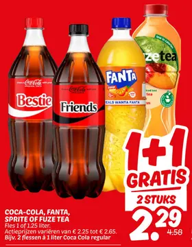Aanbieding: Coca-cola, Fanta, Sprite of Fuze Tea