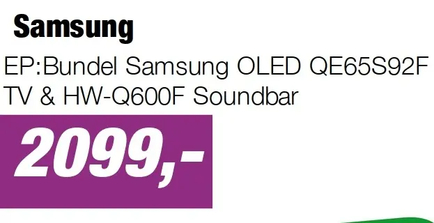 Aanbieding: EP:Bundel Samsung OLED QE65S92F TV & HW-Q600F Soundbar