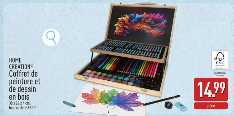 Offre: Coffret de peinture et de dessin en bois