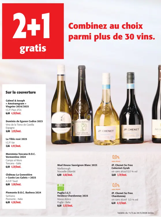 Offre: 2+1 combinez au choix