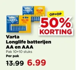 Aanbieding: Varta Longlife batterijen AA en AAA