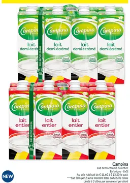 Offre: Campina Lait demi-écrémé ou entier
