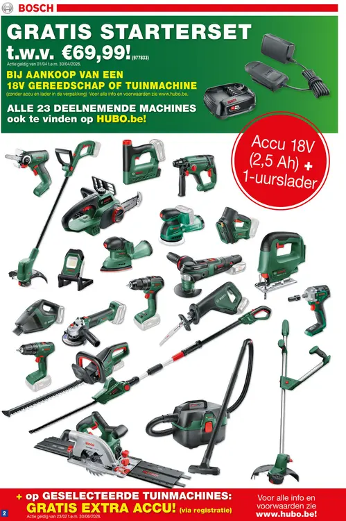 Promotie: Gratis starterset bij aankoop van 18V Gereedschap of tuinmachine