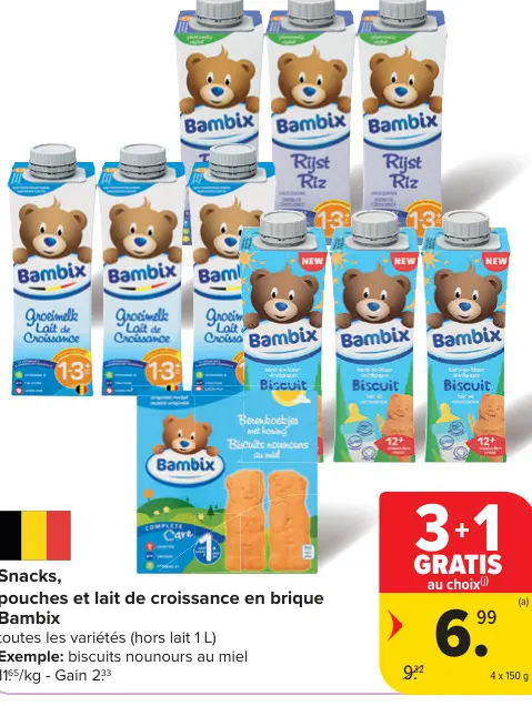 Offre: Snacks, pouches et lait de croissance en briq