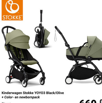 Aanbieding: Buggy Stokke® YOYO3 Olive Met Newborn Pack