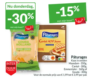 Aanbieding: Pâturages Kaas in sneden