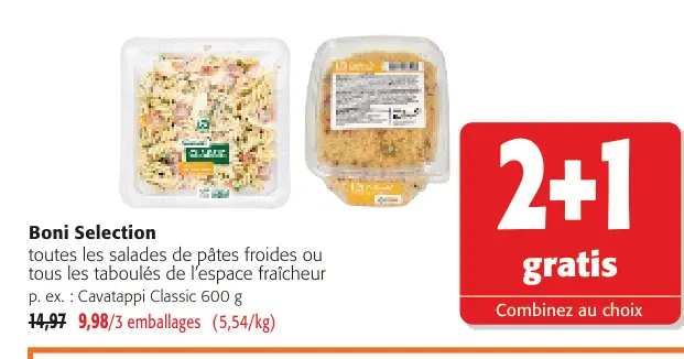 Offre: Boni Selection toutes les salades de pâtes fraicheur