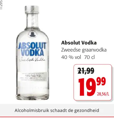 Promotie: Absolut Vodka Zweedse graanvodka