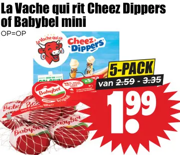 Aanbieding: La Vache Qui Rit Cheez Dippers of Babybel mini