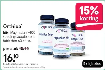 Aanbieding: Orthica bijv. Magnesium-400 voedingssupplemen