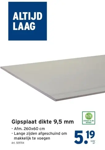 Promotie: Gipsplaat