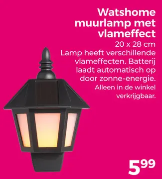 Aanbieding: Watshome muurlamp met vlameffect