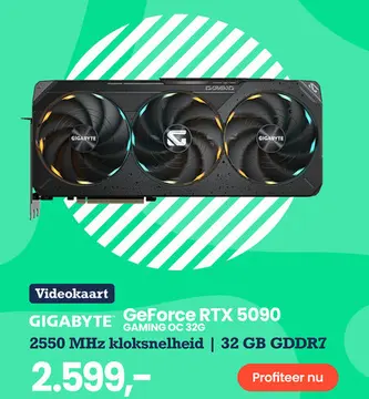 Aanbieding: GIGABYTE GeForce RTX 5090 GAMING OC 32G