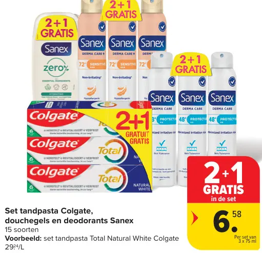 Aanbieding: Set tandpasta Colgate, douchegels en deodorants